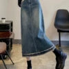 Casual Blue Patchwork High Waist Button Denim A Line Skirts LY7917 -Ada Fashion Casual Blue Patchwork High Waist Button Denim A Line Skirts LY7917 Ada Fashion 143891695