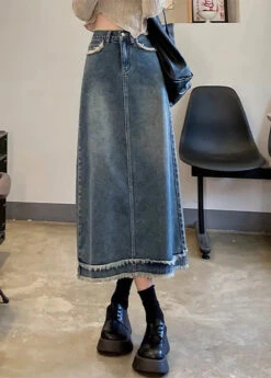 Casual Blue Patchwork High Waist Button Denim A Line Skirts LY7917 -Ada Fashion Casual Blue Patchwork High Waist Button Denim A Line Skirts LY7917 Ada Fashion 143891843