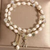 Casual Champagne Alloy Inlaid Pearl Gem Stone Little Bear Charm Bracelet ML0666 -Ada Fashion Casual Champagne Alloy Inlaid Pearl Gem Stone Little Bear Charm Bracelet Ada Fashion 162808752