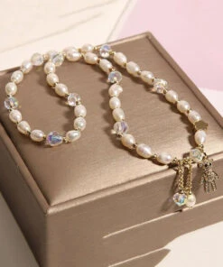 Casual Champagne Alloy Inlaid Pearl Gem Stone Little Bear Charm Bracelet ML0666 -Ada Fashion Casual Champagne Alloy Inlaid Pearl Gem Stone Little Bear Charm Bracelet Ada Fashion 162809054