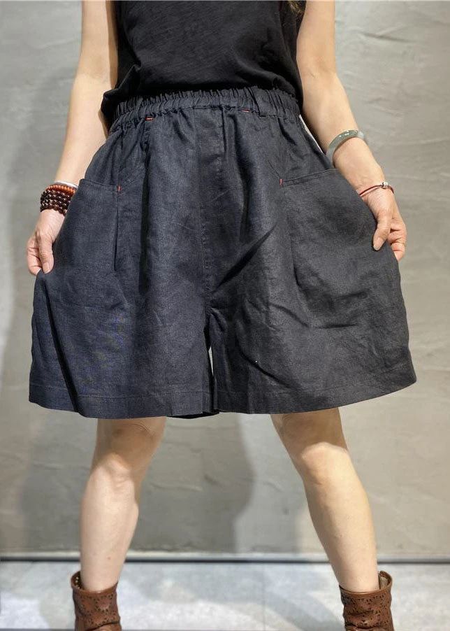 Casual Coffee Pockets Patchwork Linen Hot Pants Summer LY0627 3 Casual Coffee Pockets Patchwork Linen Hot Pants Summer LY0627 - Image 2