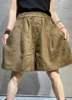 Casual Coffee Pockets Patchwork Linen Hot Pants Summer LY0627 8 Casual Coffee Pockets Patchwork Linen Hot Pants Summer LY0627 -Ada Fashion Casual Coffee Pockets Patchwork Linen Hot Pants Summer3