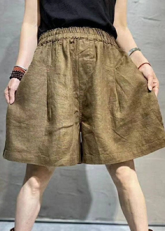 Casual Coffee Pockets Patchwork Linen Hot Pants Summer LY0627 4 Casual Coffee Pockets Patchwork Linen Hot Pants Summer LY0627 - Image 3