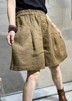 Casual Coffee Pockets Patchwork Linen Hot Pants Summer LY0627 9 Casual Coffee Pockets Patchwork Linen Hot Pants Summer LY0627 -Ada Fashion Casual Coffee Pockets Patchwork Linen Hot Pants Summer4