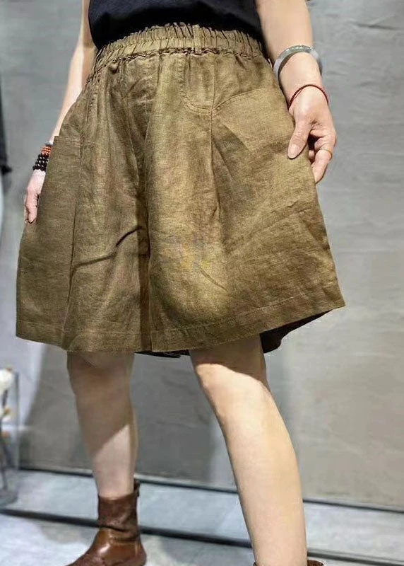 Casual Coffee Pockets Patchwork Linen Hot Pants Summer LY0627 6 Casual Coffee Pockets Patchwork Linen Hot Pants Summer LY0627 - Image 5