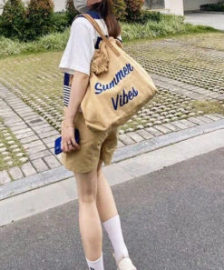 Casual Khaki Tassel Letter Embroidery Canvas Tote Handbag LY1389 -Ada Fashion Casual Khaki Tassel Letter Embroidery Canvas Tote Handbag4