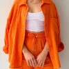 Casual Orange Peter Pan Collar Shirts Vests And Shorts Three Pieces Set Long Sleeve LY3895 2 Casual Orange Peter Pan Collar Shirts Vests And Shorts Three Pieces Set Long Sleeve LY3895 -Ada Fashion Casual Orange Peter Pan Collar Shirts Vests And Shorts Three Pieces Set Long Sleeve1
