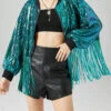 Casual Peacock Green Tasseled Sequins Jackets Summer LY6722 -Ada Fashion Casual Peacock Green Tasseled Sequins Jackets Summer1