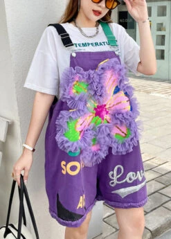 Casual Purple Slash Neck Floral Graphic Print Jumpsuits Summer LY6044 -Ada Fashion Casual Purple Slash Neck Floral Graphic Print Jumpsuits Summer3