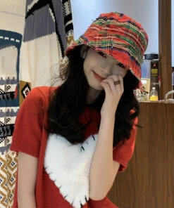 Casual Red Striped Patchwork Cotton Cloche Hat LY502 -Ada Fashion Casual Red Striped Patchwork Cotton Cloche Hat3 a7a83cde 068f 40af 95a3 c3752c265a9f
