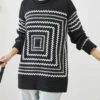Chic Black Oversized Print Knit Sweaters Winter ML3245 -Ada Fashion Chic Black Oversized Print Knit Sweaters Winter Ada Fashion 170436334
