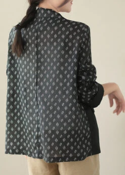 Chic Black Patchwork Button Ramie Coat Spring LY5081 -Ada Fashion Chic Black Patchwork Button Ramie Coat Spring4