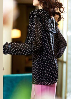 Chic Black Peter Pan Collar Print Patchwork Chiffon Blouse Tops Spring LY3834 -Ada Fashion Chic Black Peter Pan Collar Print Patchwork Chiffon Blouse Tops Spring3