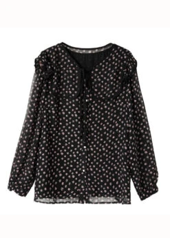 Chic Black Peter Pan Collar Print Patchwork Chiffon Blouse Tops Spring LY3834 -Ada Fashion Chic Black Peter Pan Collar Print Patchwork Chiffon Blouse Tops Spring5