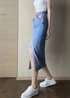 Chic Blue Side Open Asymmetrical Patchwork Denim Maxi Skirts Summer LY7933 -Ada Fashion Chic Blue Side Open Asymmetrical Patchwork Denim Maxi Skirts Summer4 078ea364 582e 44f1 b986 26562b9890a0