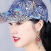 Chic Blue Zircon Print Patchwork Cotton Baseball Cap Hat LC0554 -Ada Fashion Chic Blue Zircon Print Patchwork Cotton Baseball Cap Hat1