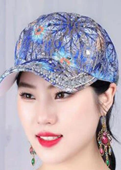 Chic Blue Zircon Print Patchwork Cotton Baseball Cap Hat LC0554 -Ada Fashion Chic Blue Zircon Print Patchwork Cotton Baseball Cap Hat3