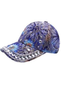 Chic Blue Zircon Print Patchwork Cotton Baseball Cap Hat LC0554 -Ada Fashion Chic Blue Zircon Print Patchwork Cotton Baseball Cap Hat5