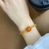 Chic Caramel 14K Gold Beeswax Chalcedony Chain Bracelet ML0702