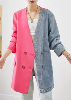 Chic Colorblock Asymmetrical Patchwork Double Breast Cotton Coats Fall LY9254 -Ada Fashion Chic Colorblock Asymmetrical Patchwork Double Breast Cotton Coats Fall2