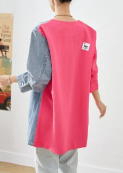 Chic Colorblock Asymmetrical Patchwork Double Breast Cotton Coats Fall LY9254 -Ada Fashion Chic Colorblock Asymmetrical Patchwork Double Breast Cotton Coats Fall4