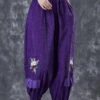 Chic Patchwork Corduroy Pants -Ada Fashion Chic Dull Purple Embroidered Patchwork Corduroy Pants Fall Ada Fashion 176540495