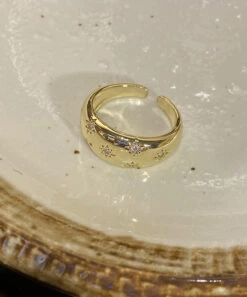 Chic Gold Alloy Zircon Pearl Star Floral Rings Three Piece Set GH1047 -Ada Fashion Chic Gold Alloy Zircon Pearl Star Floral Rings Three Piece Set4