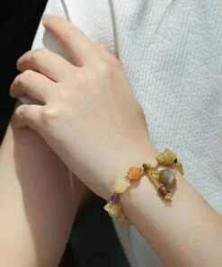 Chic Golden Silk Jade Lily Of The Rings Charm Bracelet ML0599 9 Chic Golden Silk Jade Lily Of The Rings Charm Bracelet ML0599 -Ada Fashion Chic Golden Silk Jade Lily of the Rings Charm Bracelet Ada Fashion 162756087