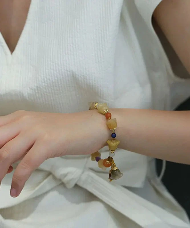 Chic Golden Silk Jade Lily Of The Rings Charm Bracelet ML0599 6 Chic Golden Silk Jade Lily Of The Rings Charm Bracelet ML0599 - Image 4