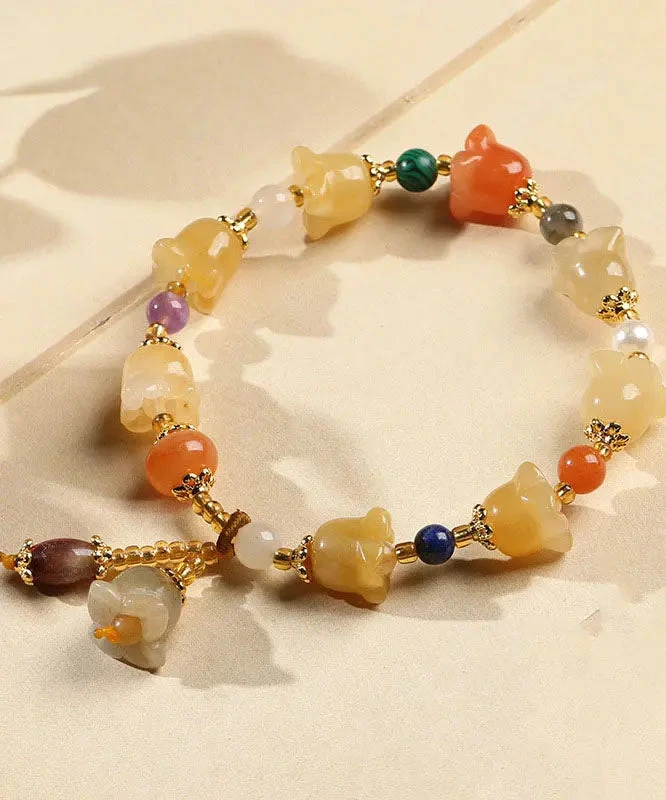 Chic Golden Silk Jade Lily Of The Rings Charm Bracelet ML0599 7 Chic Golden Silk Jade Lily Of The Rings Charm Bracelet ML0599 - Image 5