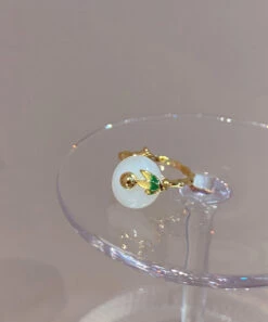 Chic Green And White Jade Bamboo Joint Ping Buckle Rings Two Piece Set GH1031 -Ada Fashion Chic Green And White Jade Bamboo Joint Ping Buckle Rings Two Piece Set4