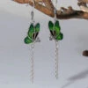Chic Green Butterfly Patchwork Silver Drop Earrings LY9145