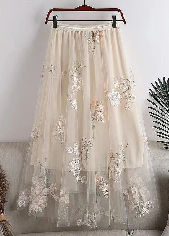Chic Grey Embroidered Elastic Waist Tulle Skirts Spring QQ1055 4 Chic Grey Embroidered Elastic Waist Tulle Skirts Spring QQ1055 - Image 2