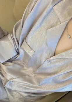 Chic Light Purple Peter Pan Collar Patchwork Ice Silk Two Piece Set Pajamas Spring LY2844 -Ada Fashion Chic Light Purple Peter Pan Collar Patchwork Ice Silk Two Piece Set Pajamas Spring5