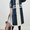 Chic Navy Oversized Patchwork Original Design Cotton Trench Coats Fall ML3271 -Ada Fashion Chic Navy Oversized Patchwork Original Design Cotton Trench Coats Fall Ada Fashion 170419392