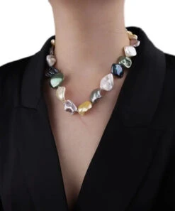 Chic Rainbow Pearl Shell Gratuated Bead Necklace ML0337 -Ada Fashion Chic Rainbow Pearl Shell Gratuated Bead Necklace Ada Fashion 161836159