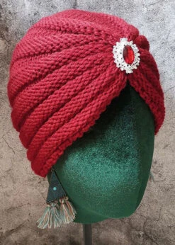 Chic Red Gem Stone Patchwork Knit Bonnie Hat LC0547 -Ada Fashion Chic Red Gem Stone Patchwork Knit Bonnie Hat4