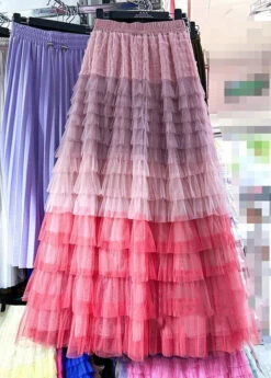 Chic Rose Gradient Color Wrinkled Elastic Waist Tulle Skirt Summer AS1043 -Ada Fashion Chic Rose Gradient Color Wrinkled Elastic Waist Tulle Skirt Summer5 dfd84427 cc73 4972 9cb9 9692931fdea1