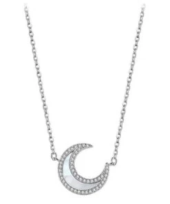 Chic Silk Sterling Silver Inlaid Moon Pendant Necklace ML0296 -Ada Fashion Chic Silk Sterling Silver Inlaid Moon Pendant Necklace Ada Fashion 161805538