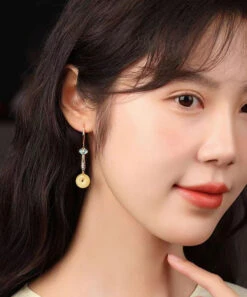 Chic Silver Zircon Yellow Jade Drop Earrings LY9153 10 Chic Silver Zircon Yellow Jade Drop Earrings LY9153 -Ada Fashion Chic Silver Zircon Yellow Jade Drop Earrings4