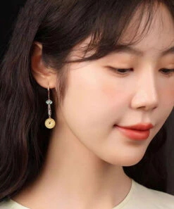 Chic Silver Zircon Yellow Jade Drop Earrings LY9153 11 Chic Silver Zircon Yellow Jade Drop Earrings LY9153 -Ada Fashion Chic Silver Zircon Yellow Jade Drop Earrings5