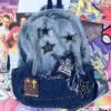Classic Gradient Blue Denim Patch Large Capacity Backpack Bag ML2237