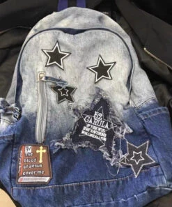 Classic Gradient Blue Denim Patch Large Capacity Backpack Bag ML2237 -Ada Fashion Classic Gradient Blue Denim Patch Large Capacity Backpack Bag4