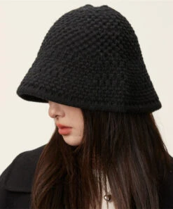 Classy Black Thick Warm Solid Knit Bonnie Hat LY534 -Ada Fashion Classy Black Thick Warm Solid Knit Bonnie Hat3
