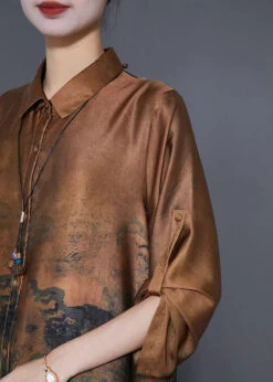 Classy Coffee Oversized Print Silk Long Shirt And Straight Pant Two Piece Set Fall LY8053 -Ada Fashion Classy Coffee Oversized Print Silk Long Shirt And Straight Pant Two Piece Set Fall Ada Fashion 144252181 6838417e 31fd 40cf a38a 73f5b4e131e7