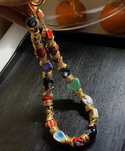 Classy Colorblock Sterling Silver Ceramic Patchwork Gratuated Bead Necklace ML1250 10 Classy Colorblock Sterling Silver Ceramic Patchwork Gratuated Bead Necklace ML1250 -Ada Fashion Classy Colorblock Sterling Silver Ceramic Patchwork Gratuated Bead Necklace Ada Fashion 165128284