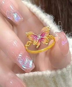 Classy Gold Ancient Gold Burnt Blue Butterfly Rings GH1041 -Ada Fashion Classy Gold Ancient Gold Burnt Blue Butterfly Rings5