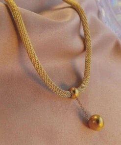 Classy Gold Stainless Steel Tassel Pendant Necklace DF1019 -Ada Fashion Classy Gold Stainless Steel Tassel Pendant Necklace4