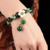 Classy Green Jade Green Agate Coloured Glaze Shell Flower Charm Bracelet ML0593 -Ada Fashion Classy Green Jade Green Agate Coloured Glaze Shell Flower Charm Bracelet Ada Fashion 162759818