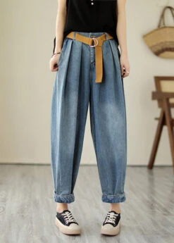 Classy Light Blue Oversized Wrinkled Denim Harem Pants Summer LY5309 -Ada Fashion Classy Light Blue Oversized Wrinkled Denim Harem Pants Summer3